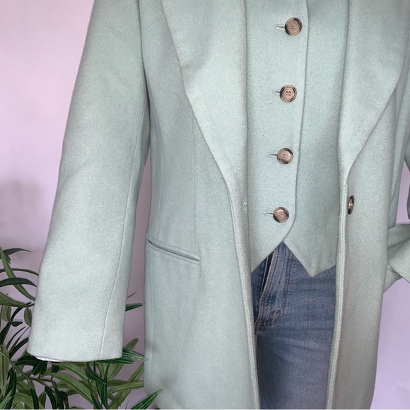 v i n t a g e :: Seafoam Wool Cashmere Longline Blazer Vest Set Bloomingdale’s - Picture 9 of 16